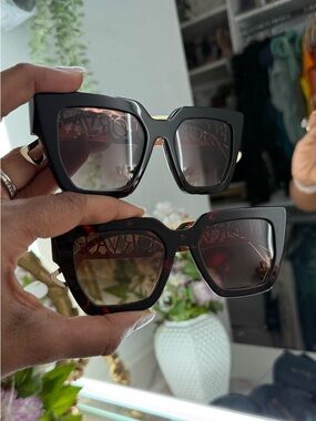 (2) Pair: Lorvae x JT Collab Metal Arm Women's Fashion Sunglasses